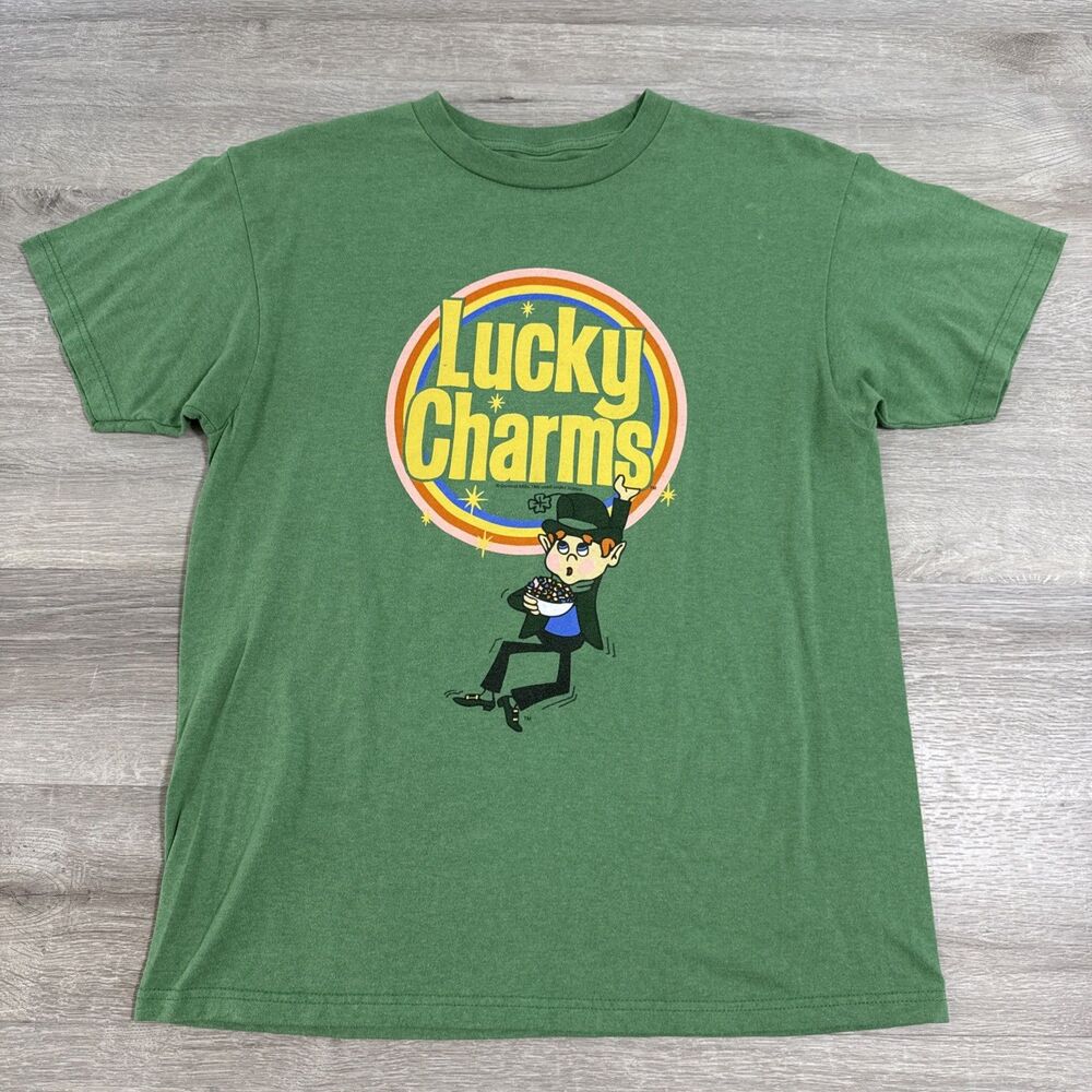 Lucky Charms Shirt Men’s Medium Green General Mills Leprechaun Cereal Tee